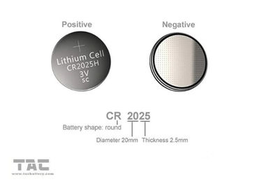 CR2025 3.0V 160mA LED 빛을 위한 1 차적인 리튬 동전 세포 건전지
