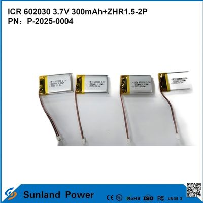 602030 3.7V 300mAh+ZHR1.5-2P 배터리 초 얇은 디자인으로 유연한 호환성 다양한 소형 스마트 기기 블루투스 이어폰 웨어러블 기기 및 휴대용 의료 장비