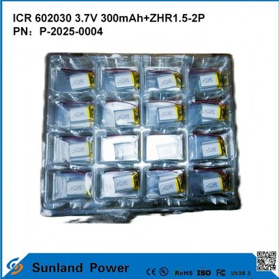 602030 3.7V 300mAh+ZHR1.5-2P 배터리 초 얇은 디자인으로 유연한 호환성 다양한 소형 스마트 기기 블루투스 이어폰 웨어러블 기기 및 휴대용 의료 장비