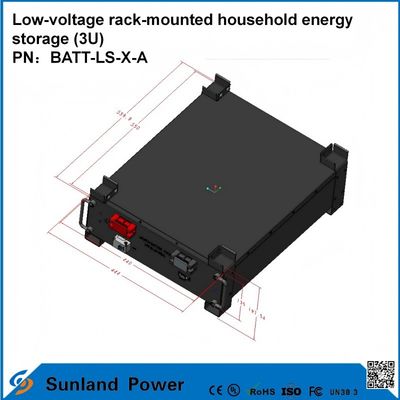3U 저전압 지능형 제어 가정 에너지 저장장 모든 것을 한 대장 LiFePO4 51.2V 50A 5120Wh16S1P 알루미늄 껍질과 함께 프리스마 LFP 배터리 3.2V/100Ah 주기가 4000 주기로