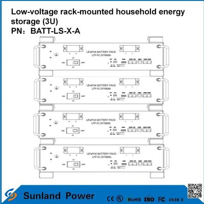 3U 저전압 지능형 제어 가정 에너지 저장장 모든 것을 한 대장 LiFePO4 51.2V 50A 5120Wh16S1P 알루미늄 껍질과 함께 프리스마 LFP 배터리 3.2V/100Ah 주기가 4000 주기로