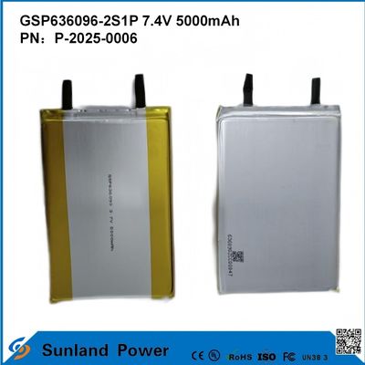 재충전 가능한 리?? 이온 배터리 팩 GSP636096-2S1P 7.4V 및 5000mAh 전원 은행용 야외 전자 장치 손전등 조명 소형 전자 장비