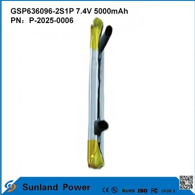 재충전 가능한 리?? 이온 배터리 팩 GSP636096-2S1P 7.4V 및 5000mAh 전원 은행용 야외 전자 장치 손전등 조명 소형 전자 장비