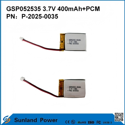 GSP052535 3.7V 400mAh+PCM 배터리 컴팩트 쌍방향 라디오, 음성 레코더, 미니 GPS 추적기, 스마트 스타일러 및 유사한 장치에 사용됩니다