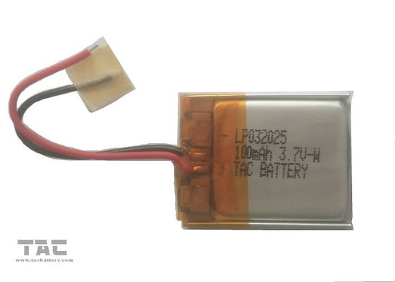 착용할 수 있는 장치를 위한 LP032025 100MAH 3.7V 폴리머 리튬 배터리
