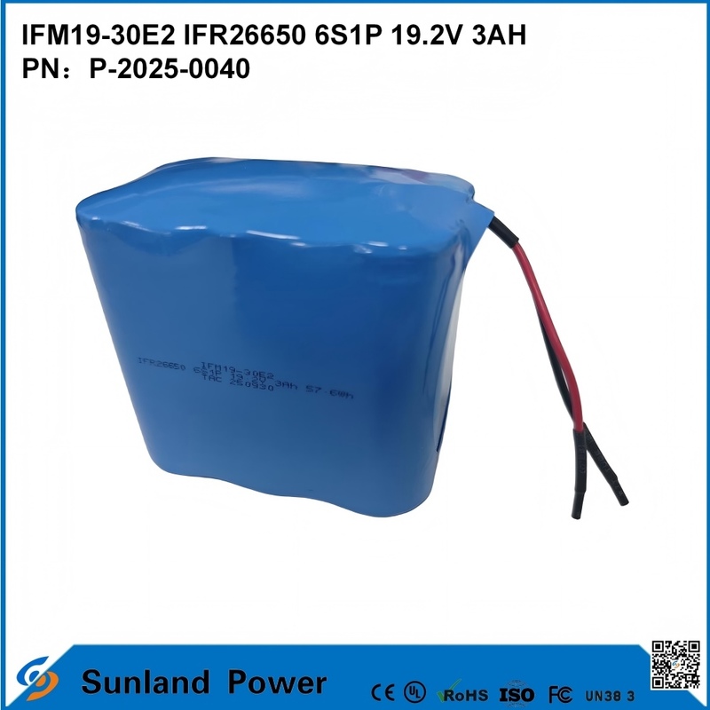 에너지 저장 시스템, 전동 공구에 사용되는 LiFePO₄ IFM19-30E2 IFR26650 6S1P 19.2V 3AH 배터리