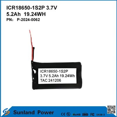 ICR18650-1S2P 3.7V 5.2AH 19.24WH 재충전 배터리