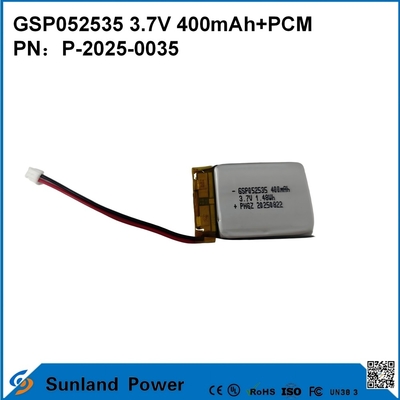 GSP052535 3.7V 400mAh+PCM 배터리 컴팩트 쌍방향 라디오, 음성 레코더, 미니 GPS 추적기, 스마트 스타일러 및 유사한 장치에 사용됩니다